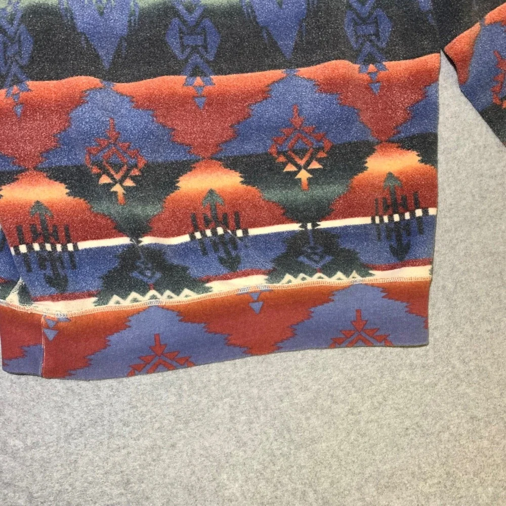 Polo Ralph Lauren‎ Mens M Aztec Fleece Hoodie Southwestern Pattern Blue Orange